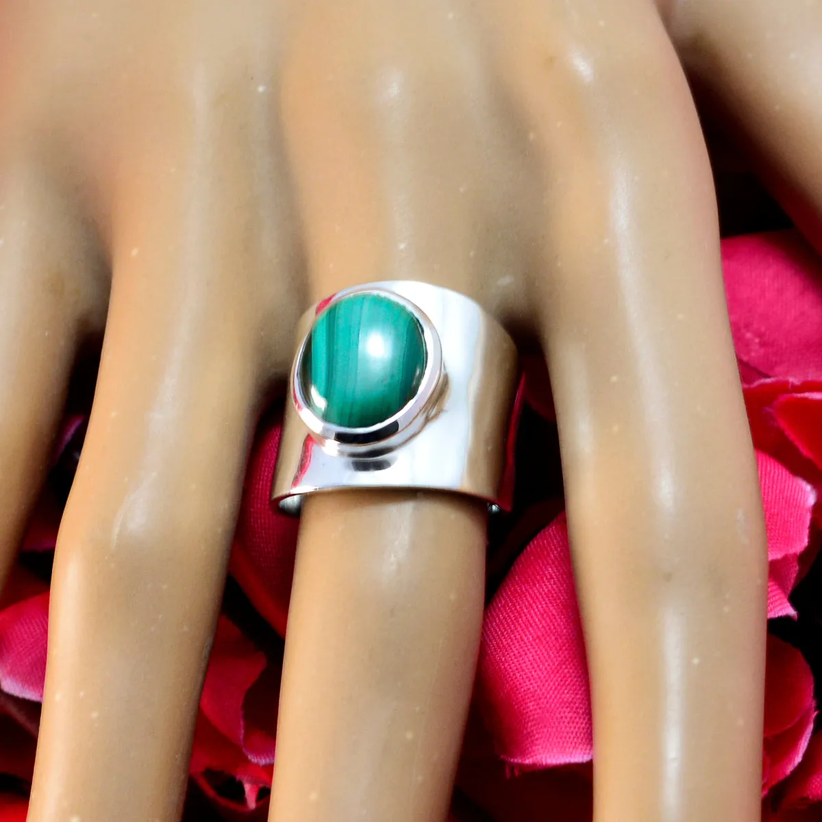 Riyo Enticing Stone Malachite Sterling Silver Rings Women’S Jewelry