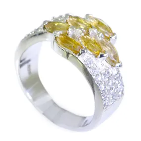 Riyo Fair Stone Citrine Sterling Silver Rings Touchstone Jewelry