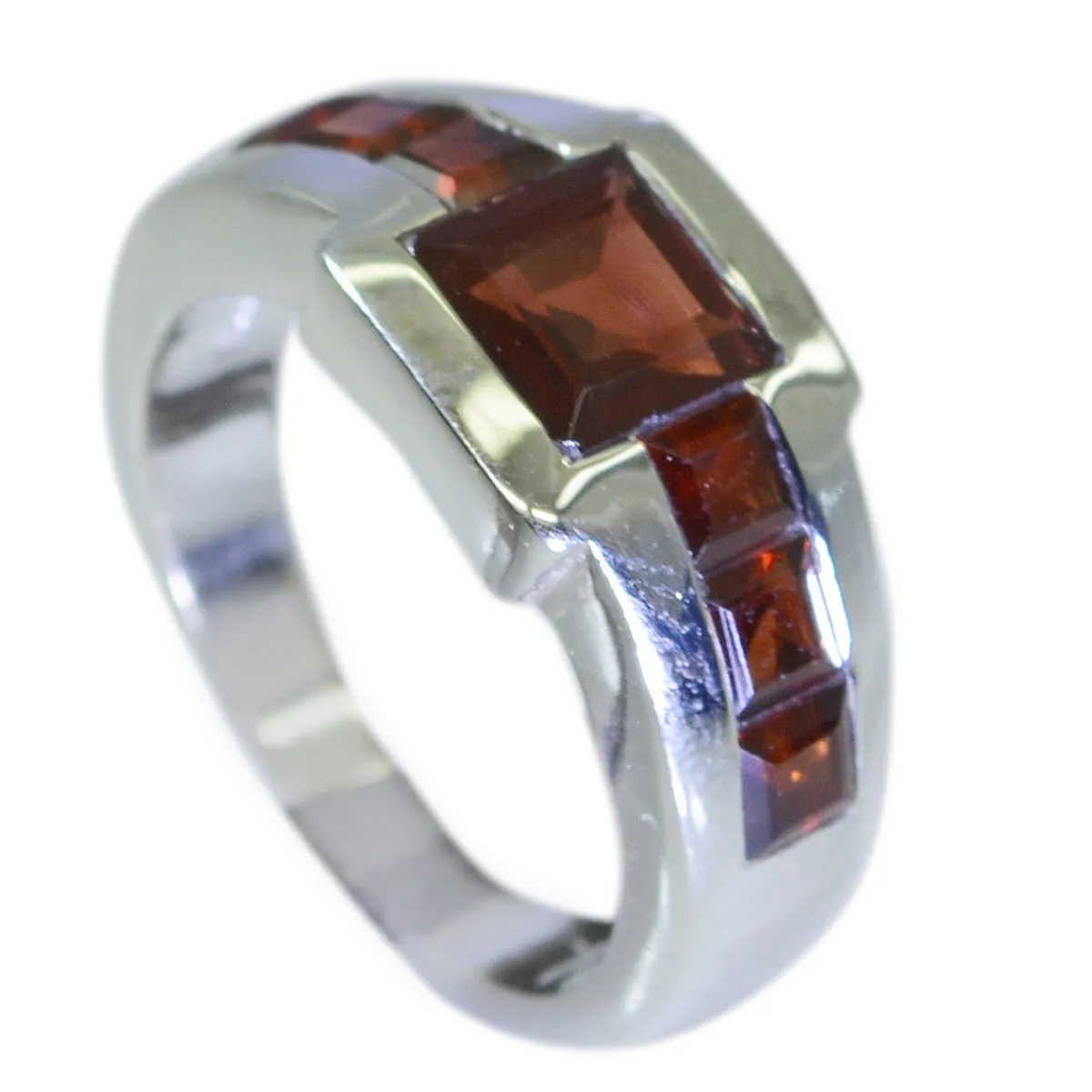 Riyo Fascinating Gemstone Garnet 925 Silver Rings Crown Jewelry