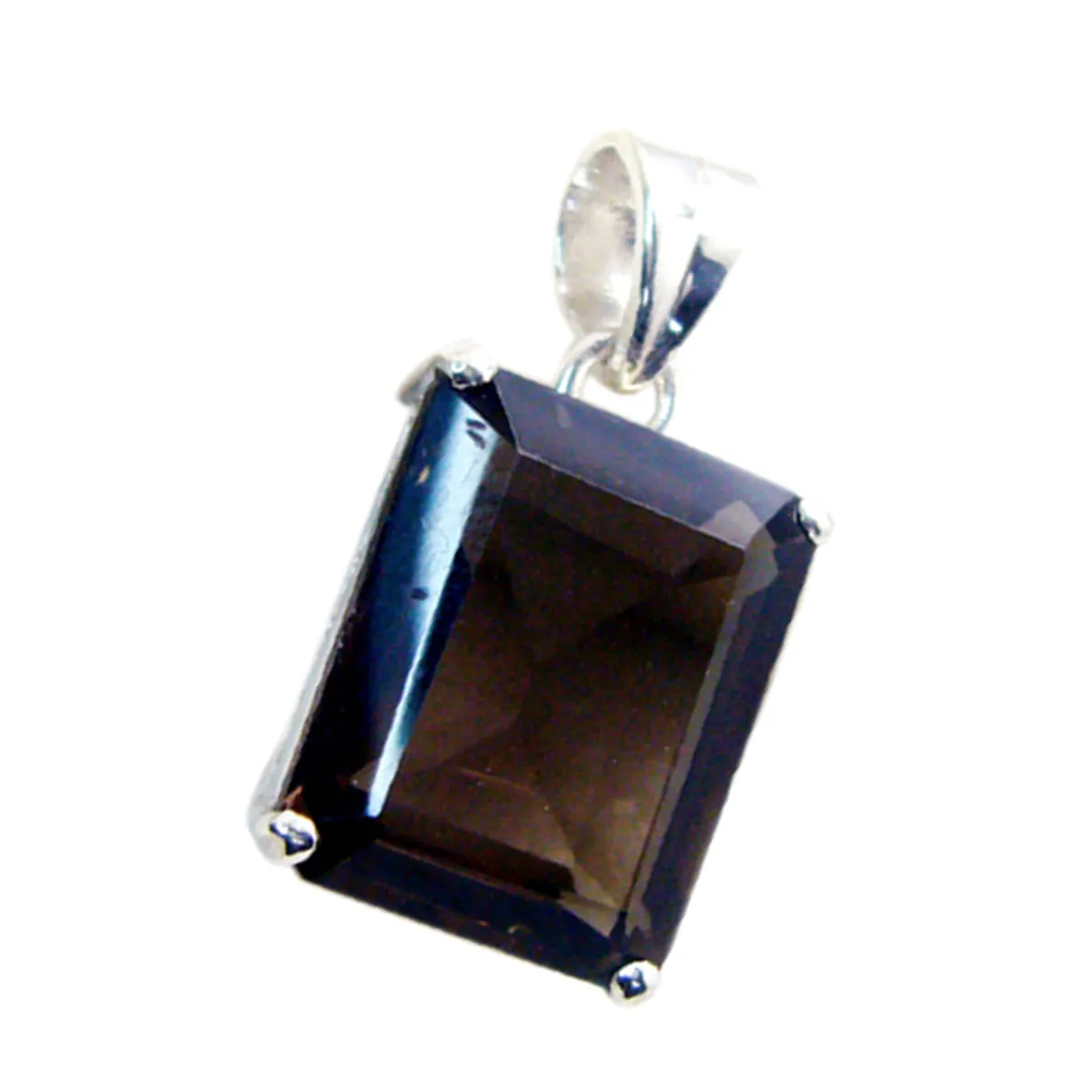 Riyo Fit Gemstone Octagon Faceted Brown Smoky Quartz 946 Sterling Silver Pendant Gift For Good Friday