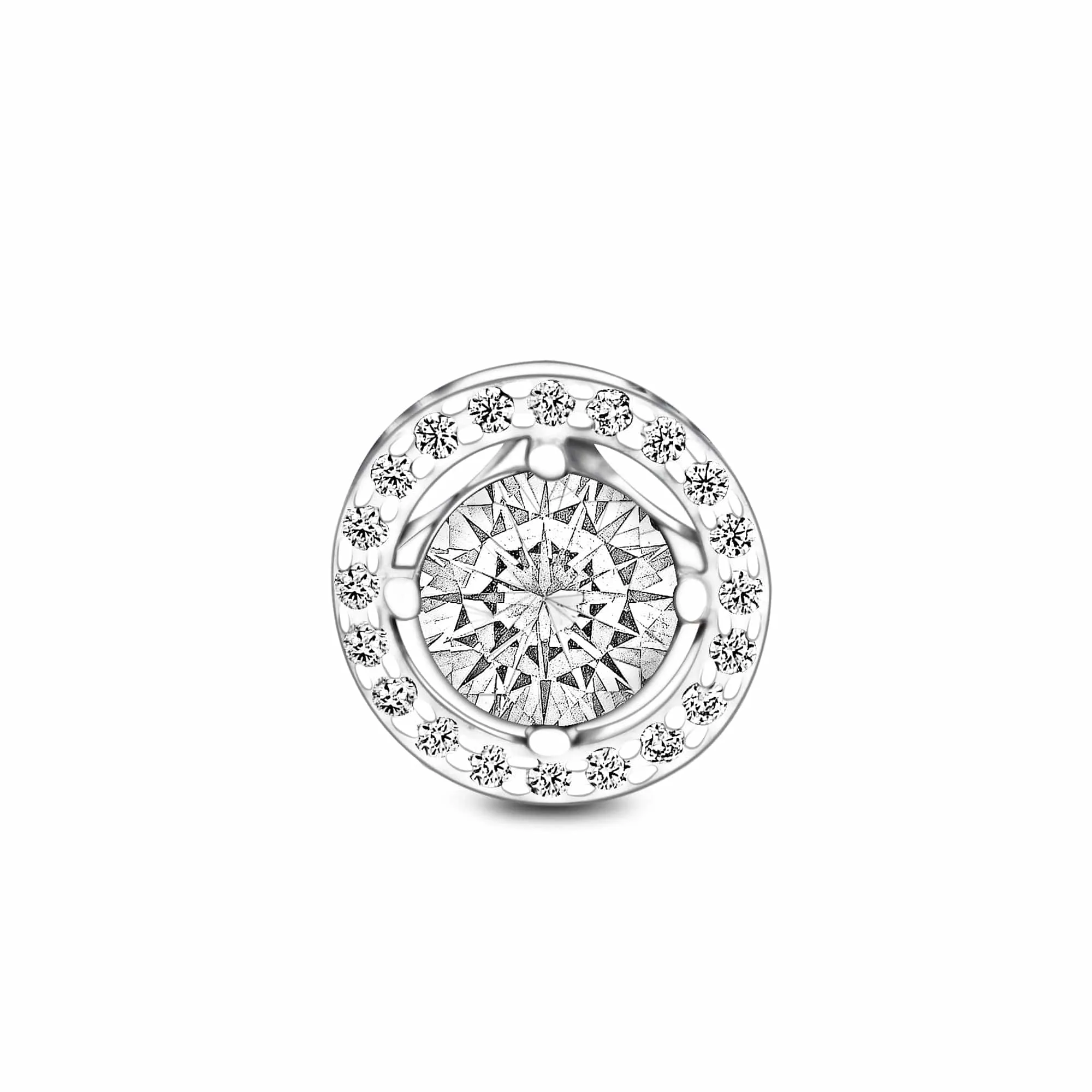 Round Sparkle Halo Pendant Sterling Silver