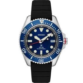 Seiko Prospex Mens Solar Diver Blue Dial Silicone Strap SNE593