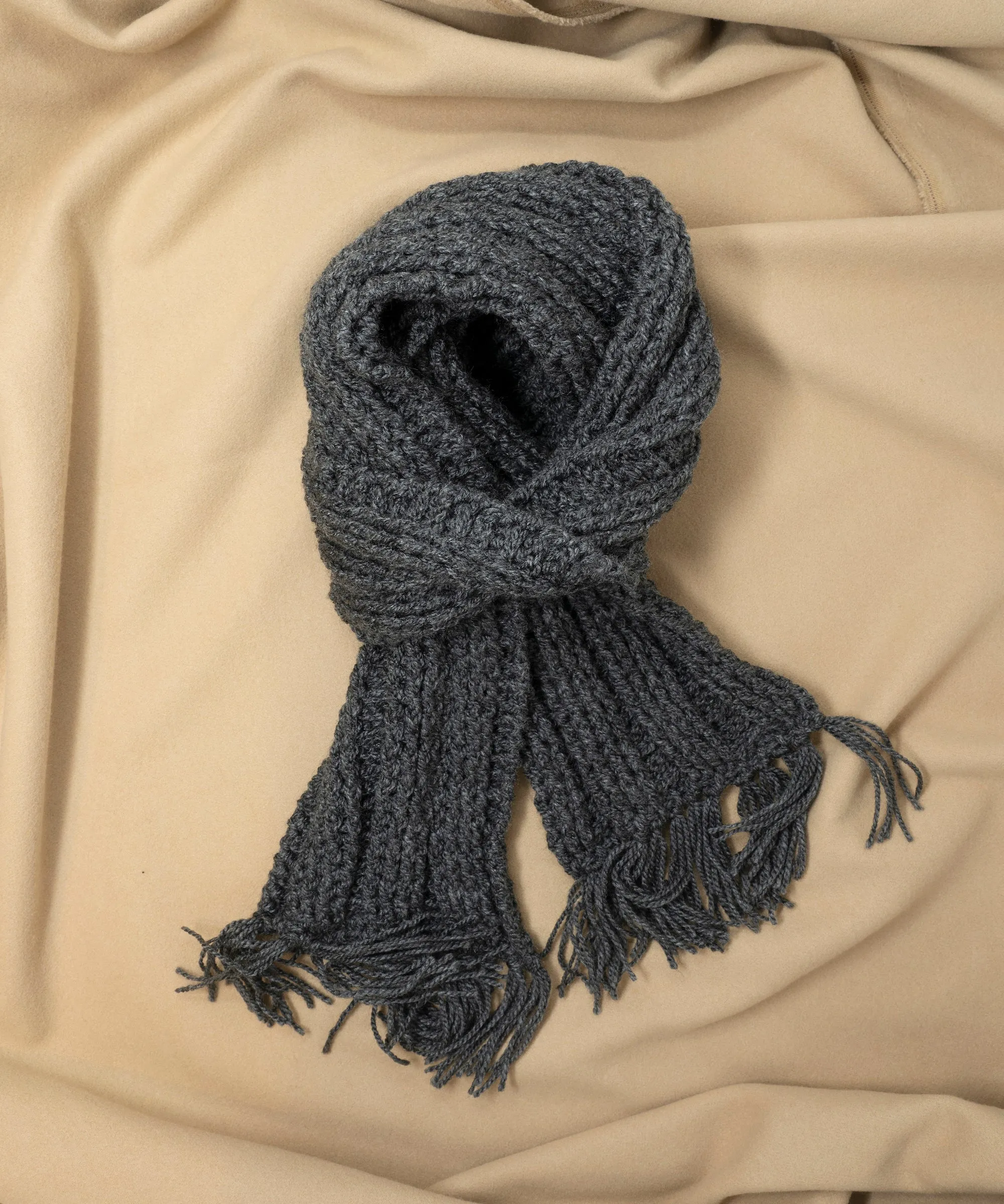 Shadow Grey Crochet Scarf