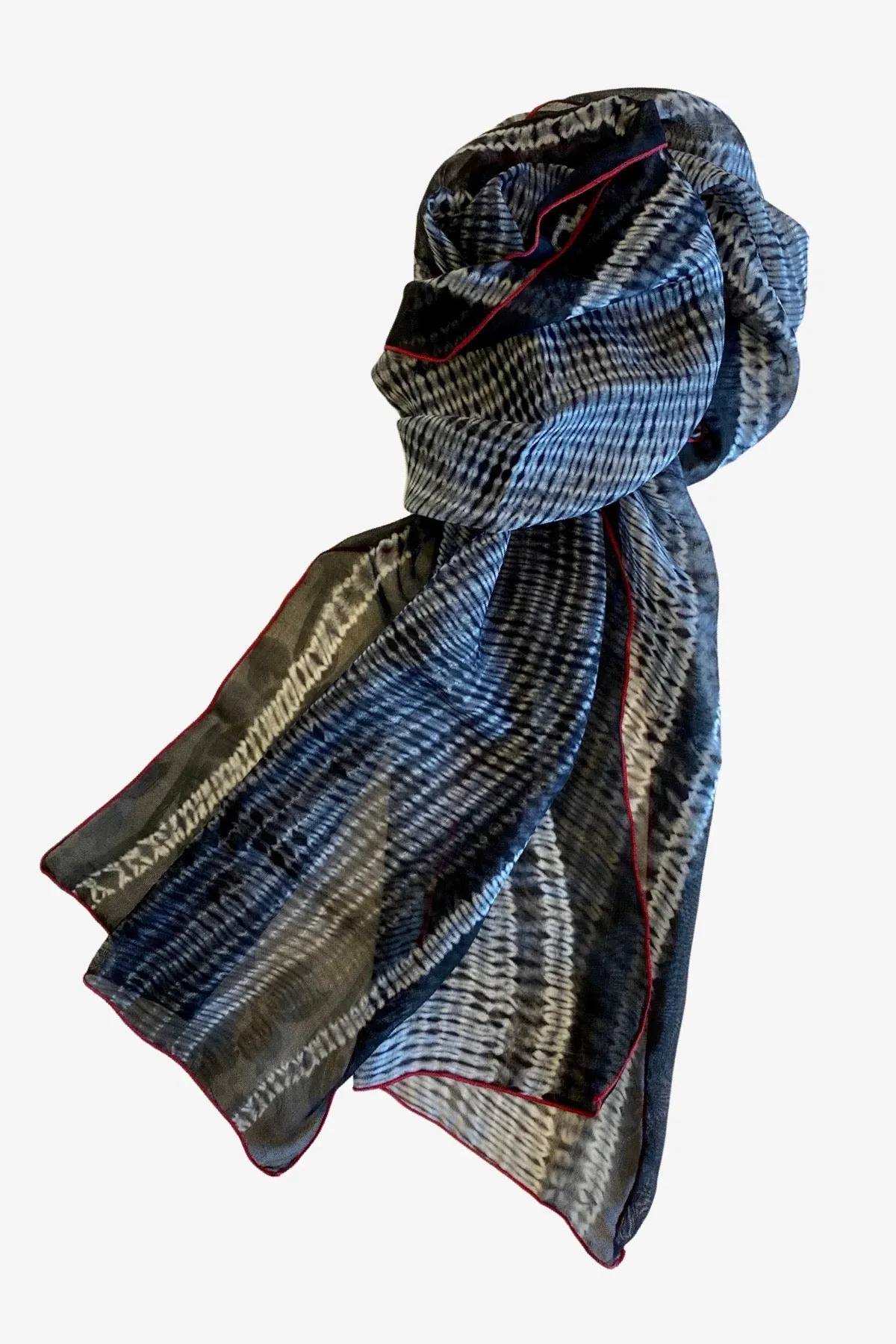 Shibori Dyed Silk Scarf | B/W X-Ray