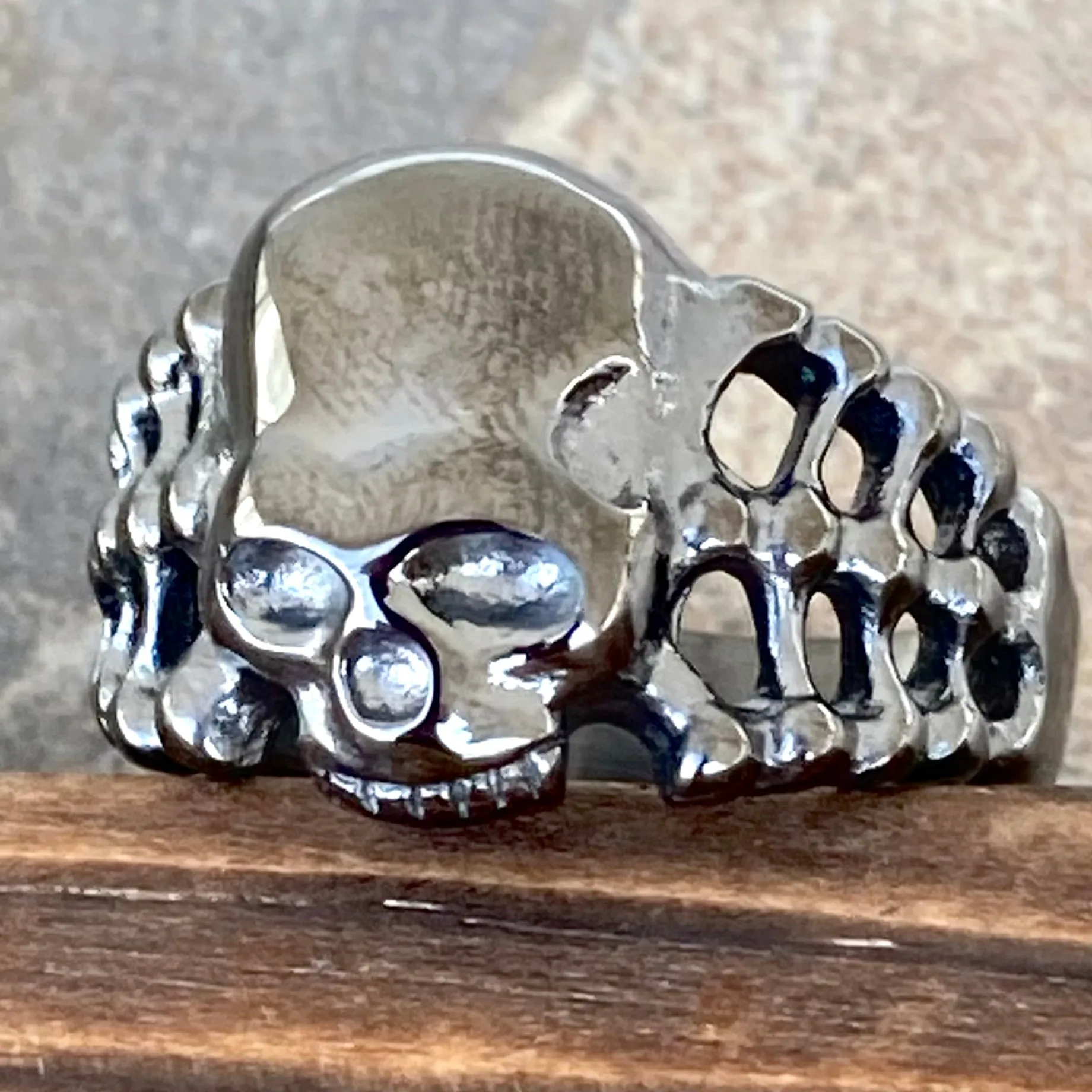 Skull Ring W/ Bones - Galvanized  - R208