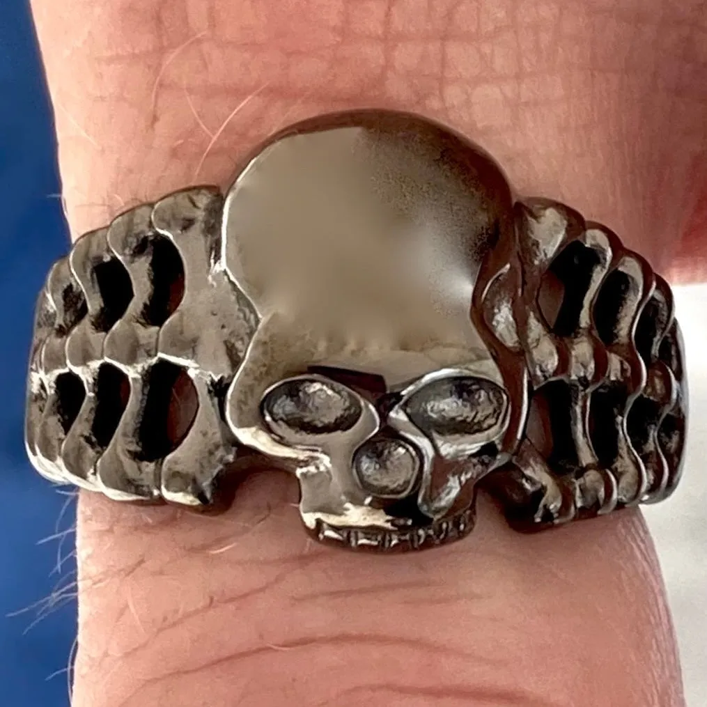 Skull Ring W/ Bones - Galvanized  - R208