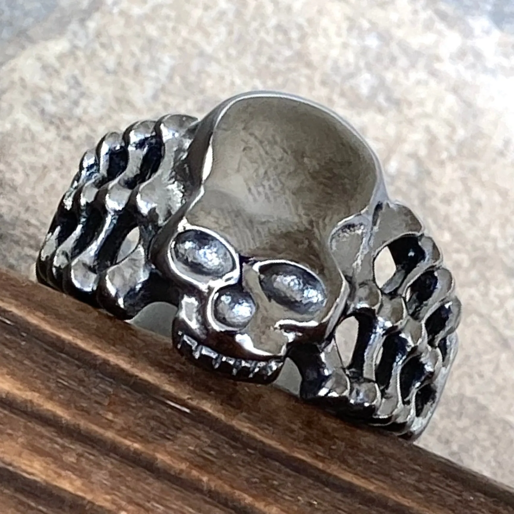 Skull Ring W/ Bones - Galvanized  - R208