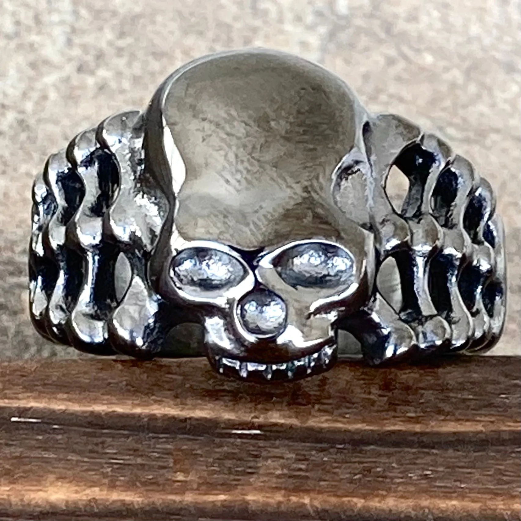 Skull Ring W/ Bones - Galvanized  - R208