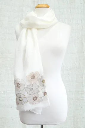 Sophie Digard Ecru Pat Pierre Crochet Linen Scarf