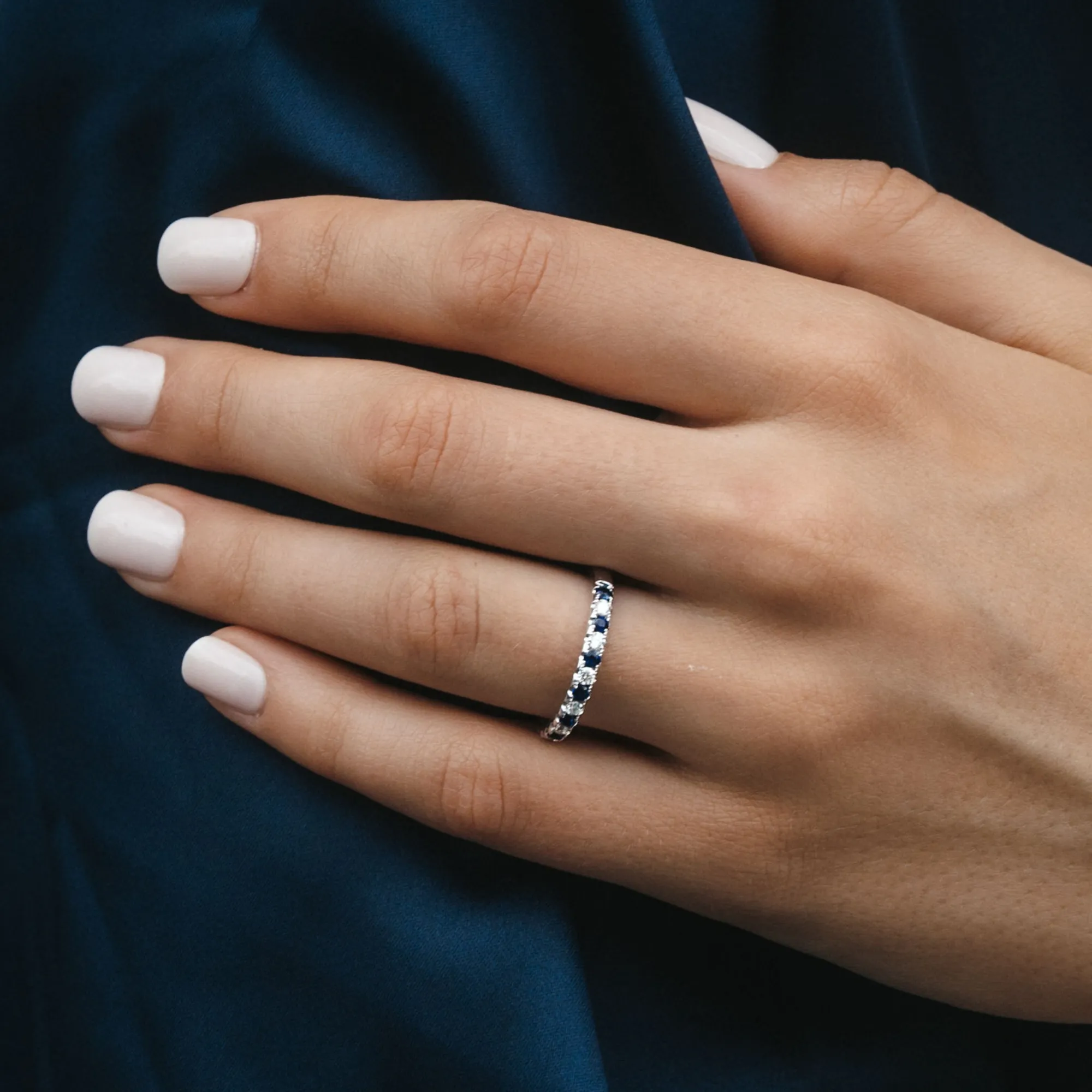 Stackable Blue Sapphire & Diamond Ring