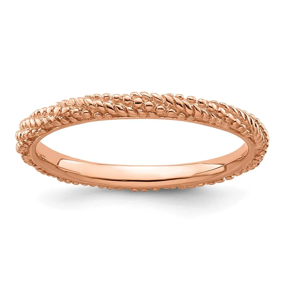 Stackable Expressions Polished Rose Gold-Plated Ring in Sterling Silver