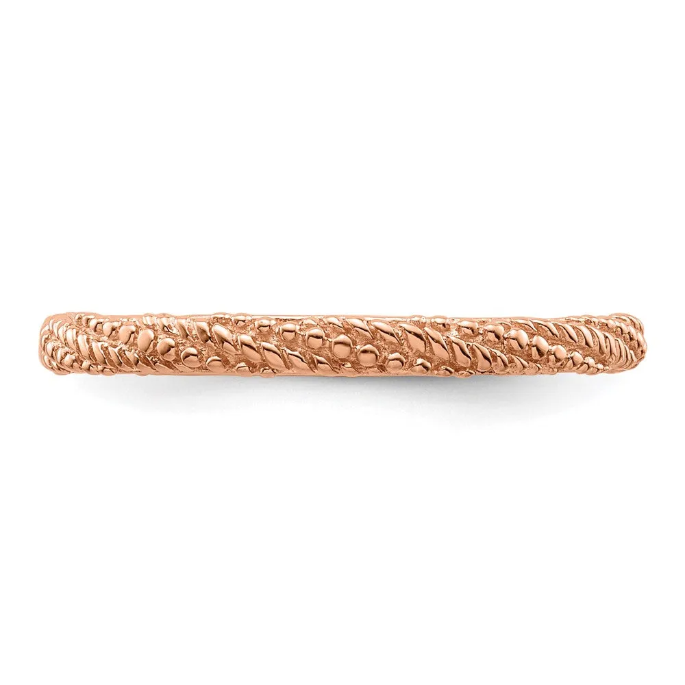 Stackable Expressions Polished Rose Gold-Plated Ring in Sterling Silver