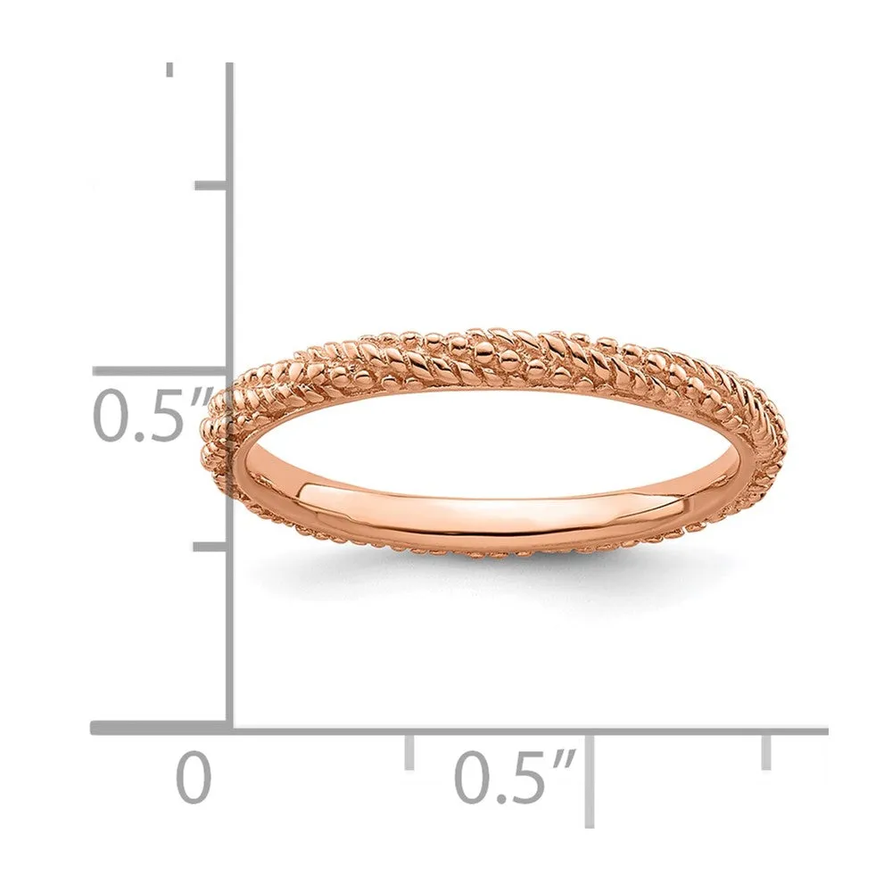 Stackable Expressions Polished Rose Gold-Plated Ring in Sterling Silver