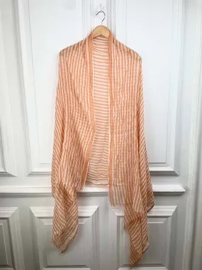 Stripe Raw Edge Scarf - Papaya