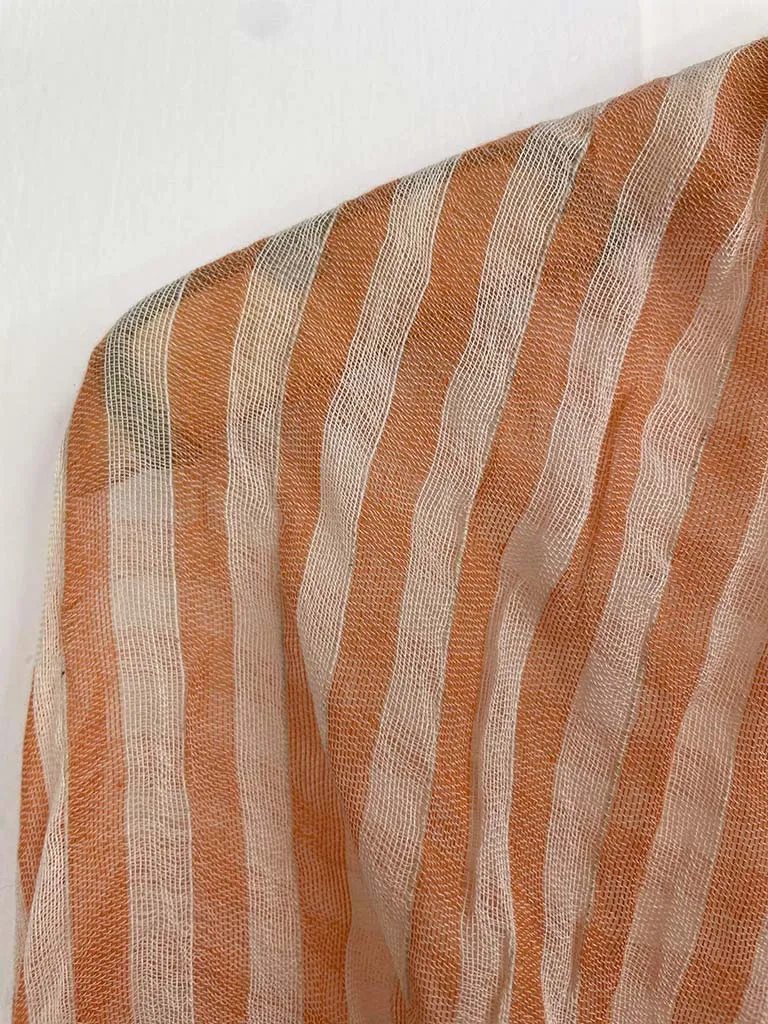 Stripe Raw Edge Scarf - Papaya