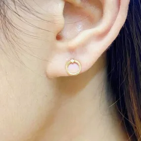 Subtle Diamond Circle Earrings 18K Gold