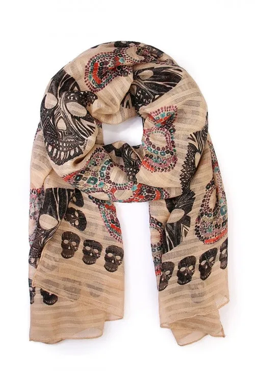 Sugar Skull Spring Scarf - 4 Colors