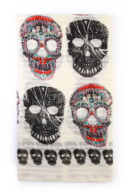 Sugar Skull Spring Scarf - 4 Colors