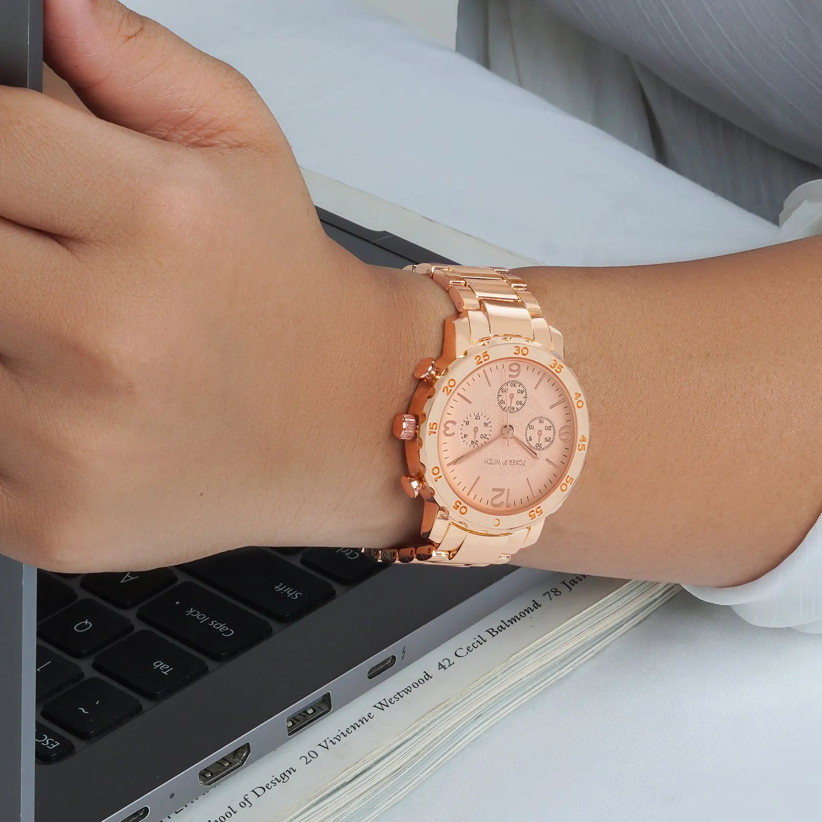 Taye All Rosegold Metallic Strap Watch