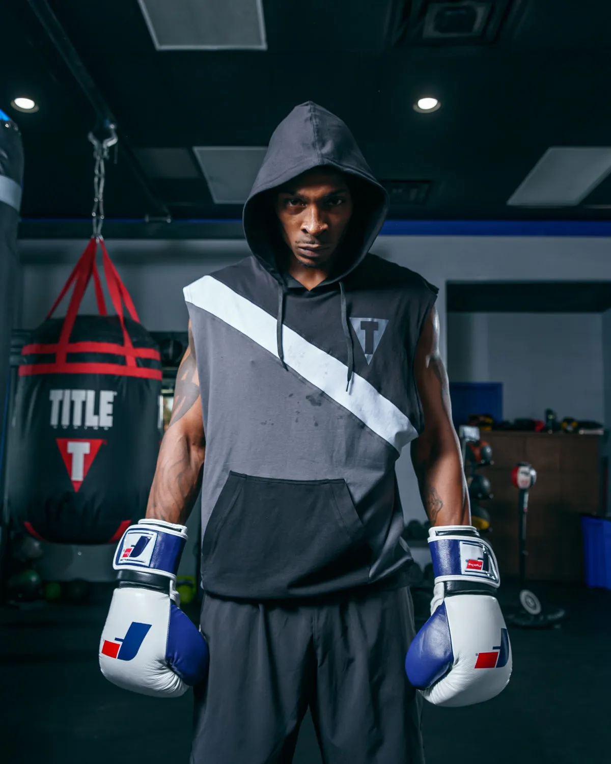 TITLE Boxing Split Combat Sleeveless Hoodie