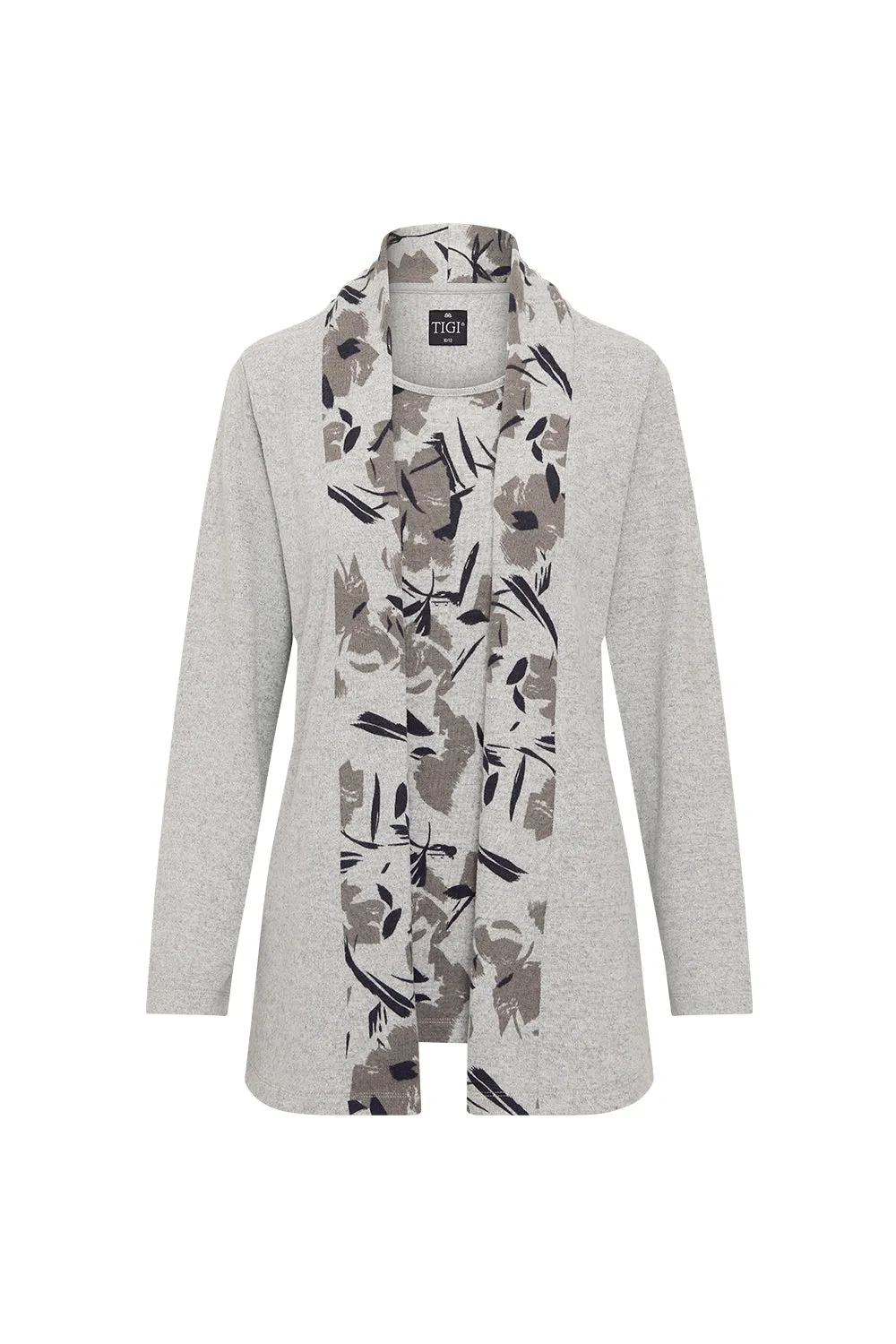 Tonal Floral Mock Cardi Tunic