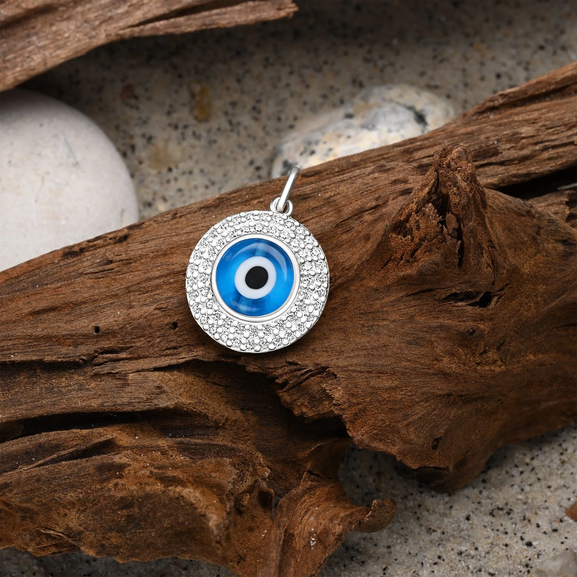 Turkish Blue Evil Eye Pendant Sterling Silver