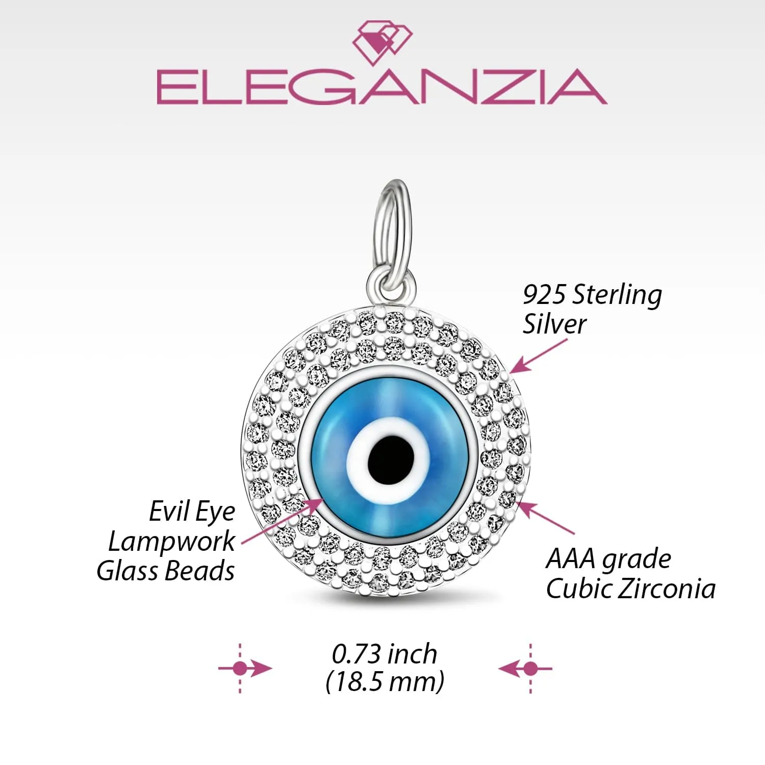 Turkish Blue Evil Eye Pendant Sterling Silver