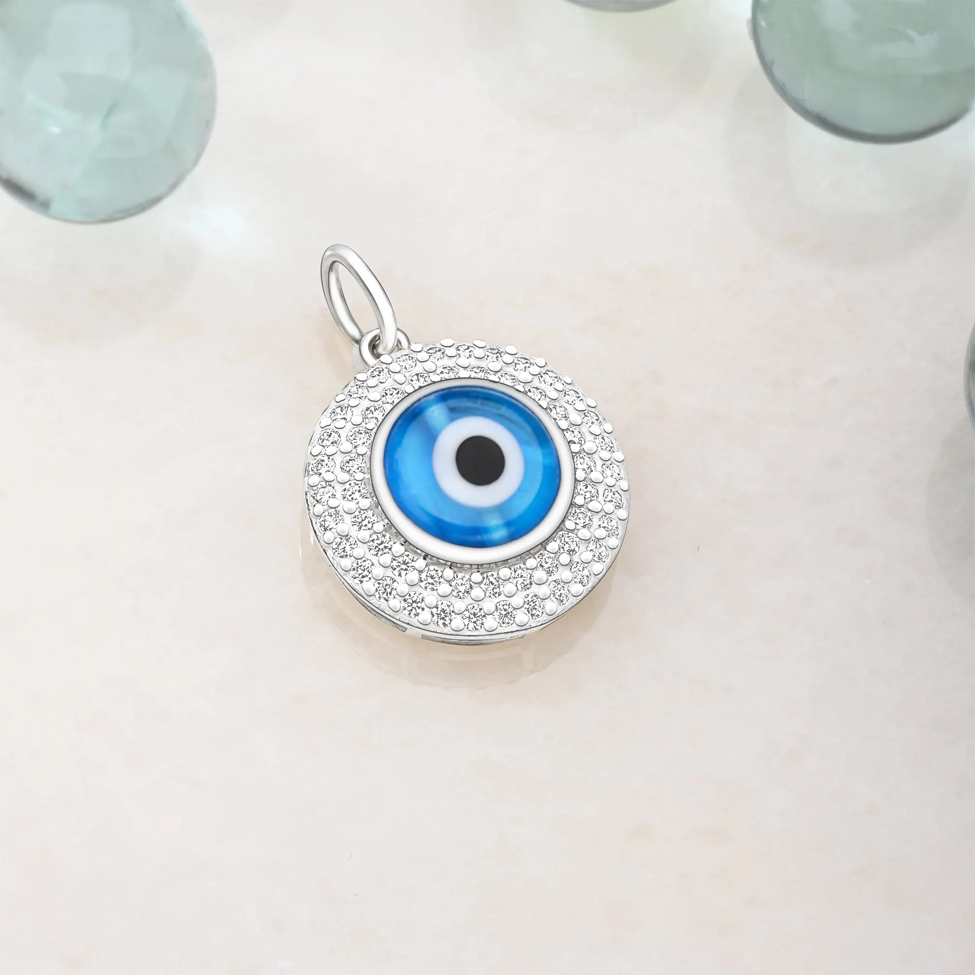 Turkish Blue Evil Eye Pendant Sterling Silver