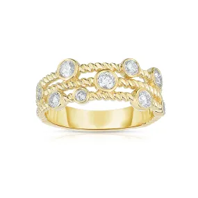 Twisted 3-Row Band with Diamonds