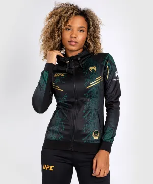 UFC Adrenaline by Venum Authentic Fight Night  Women’s Walkout Hoodie - Emerald Edition - Green/Black/Gold