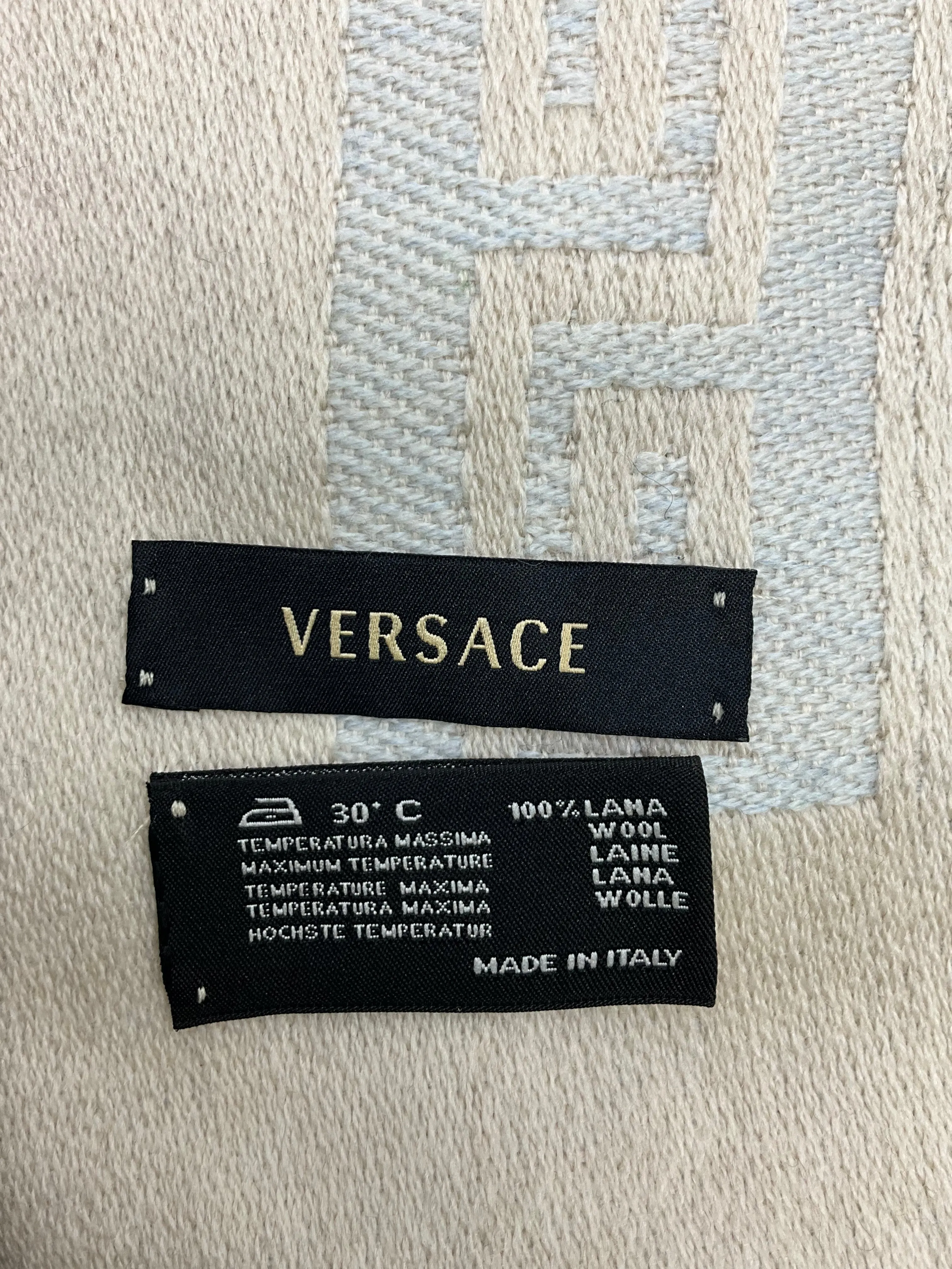 Versace Gray Wool Scarf