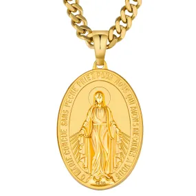 Virgin Mary Coin Pendant Necklace for Men BVZM