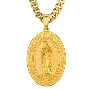 Virgin Mary Coin Pendant Necklace for Men