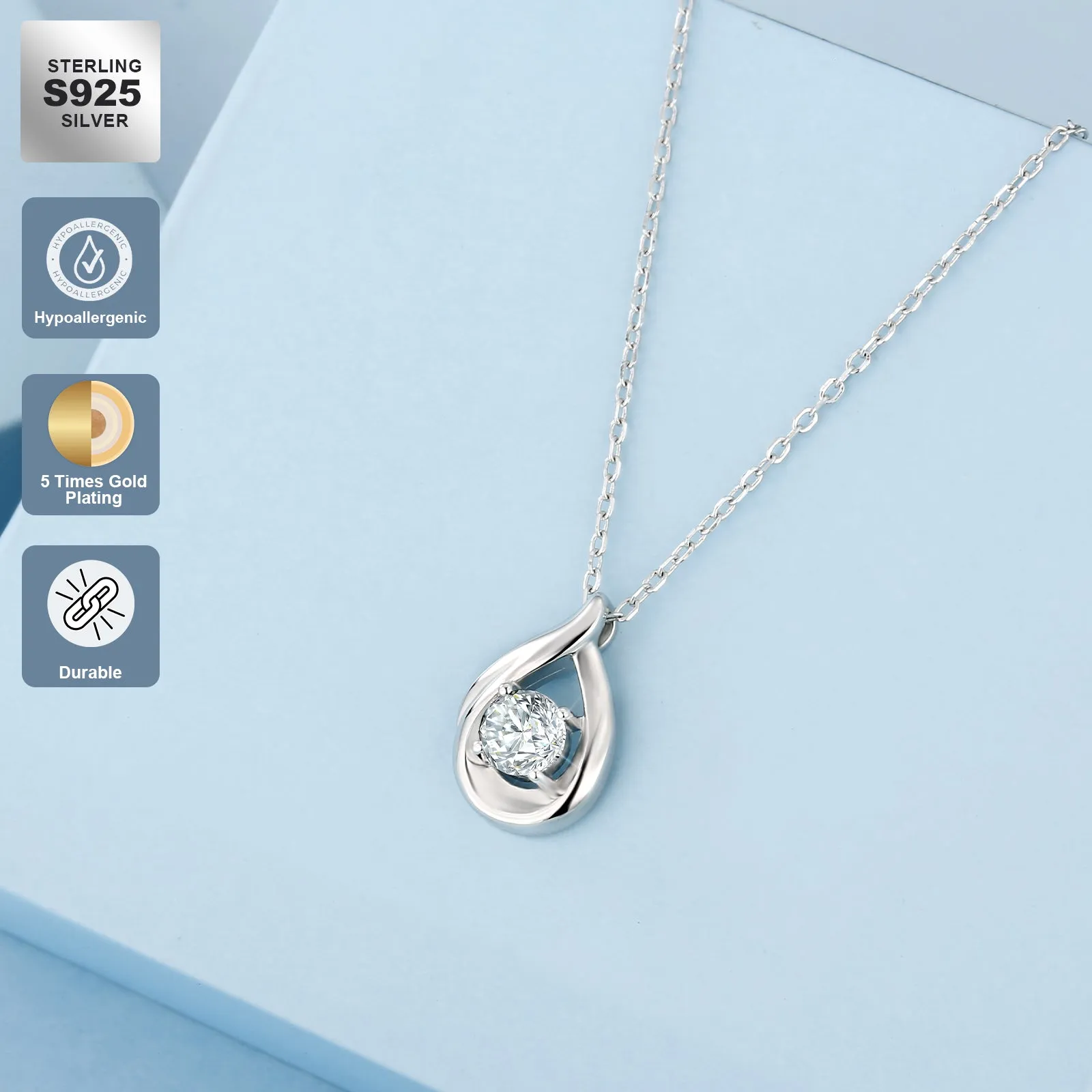 Water Drop VVS1 Moissanite Pendant Necklace for Women 0409