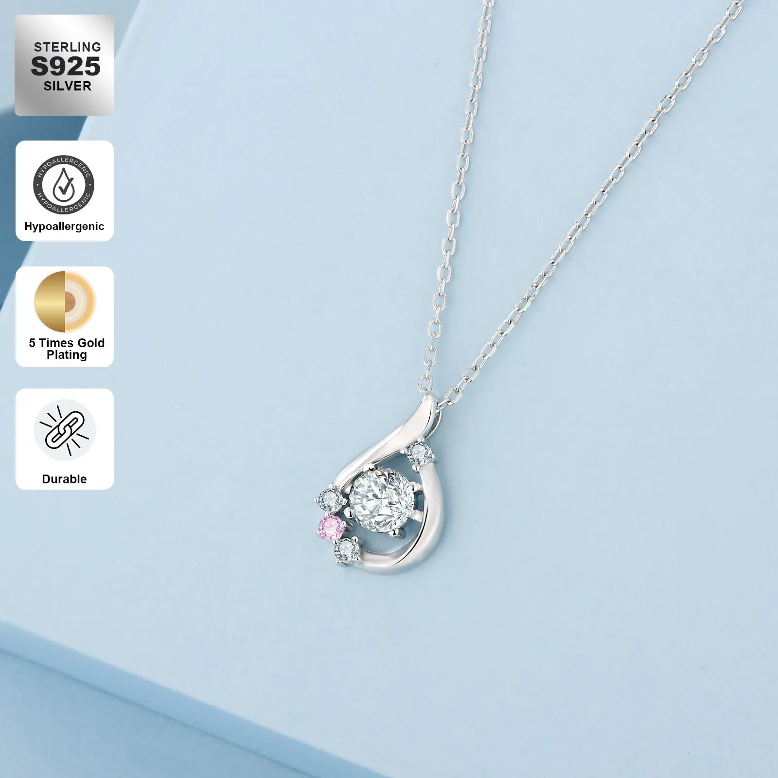 Water Drop VVS1 Moissanite Pendant Necklace for Women 0411