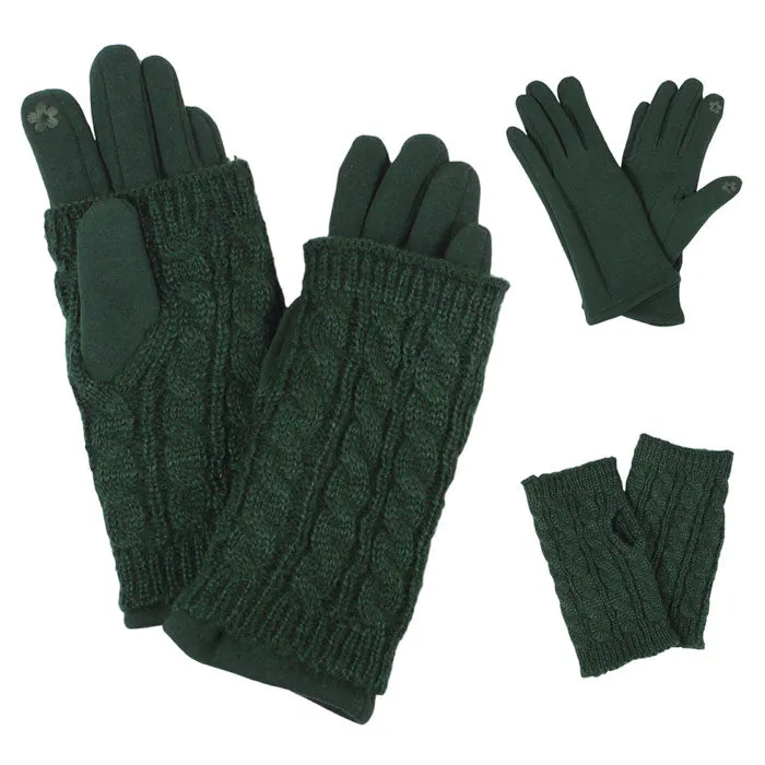 Winter 3 In 1 Cable Knit Smart Gloves